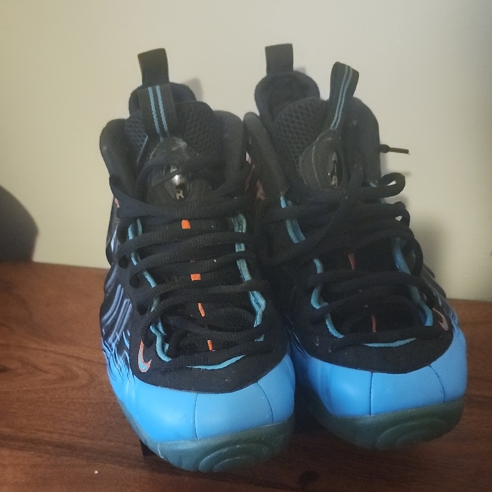 Nike Black and Blue Foamposite Sneakers